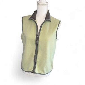 Old Navy Pale Mint Green w/Gray trim zip up vest Ladies Medium
